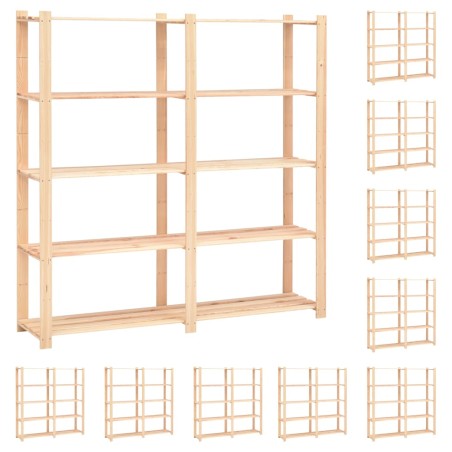 vidaXL Estantería 5 niveles 10 unidades madera pino maciza 500 kg 
