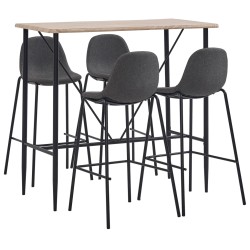 vidaXL Juego de mesa alta y taburetes 5 piezas tela gris oscuro