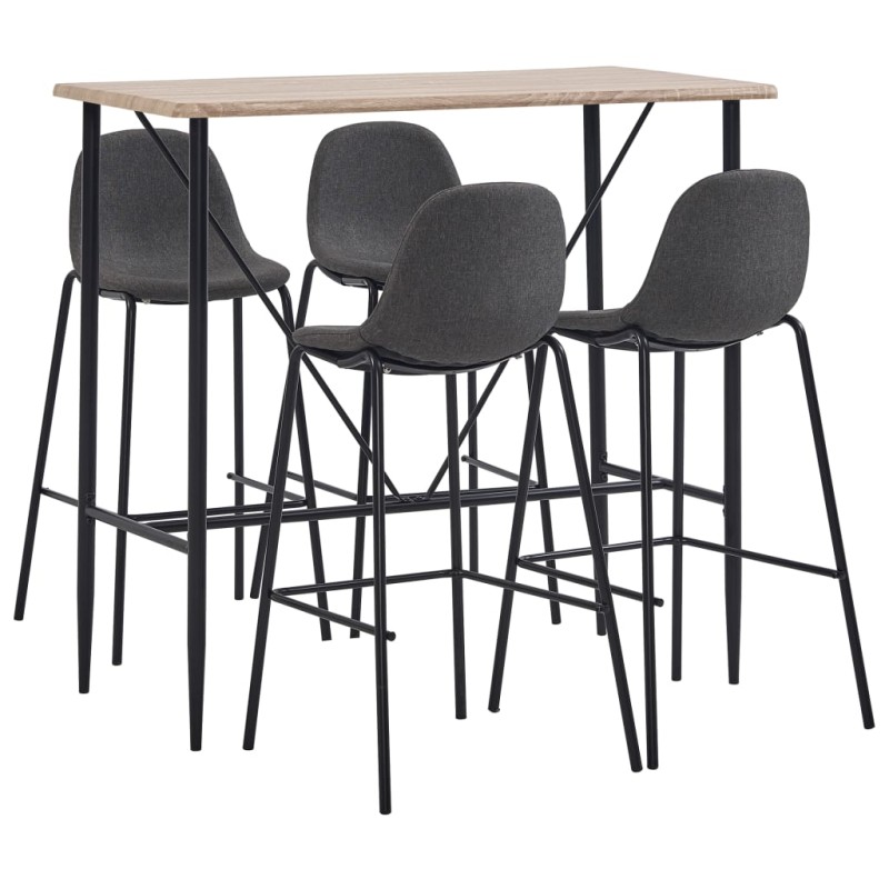 vidaXL Juego de mesa alta y taburetes 5 piezas tela gris oscuro