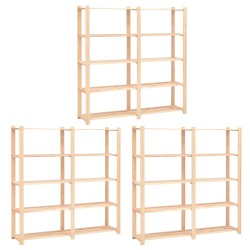 vidaXL Estantería 5 niveles 3 unidades madera pino maciza 500 kg 