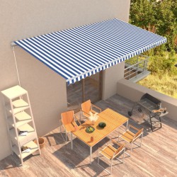 vidaXL Toldo manual retráctil azul y blanco 600x300 cm
