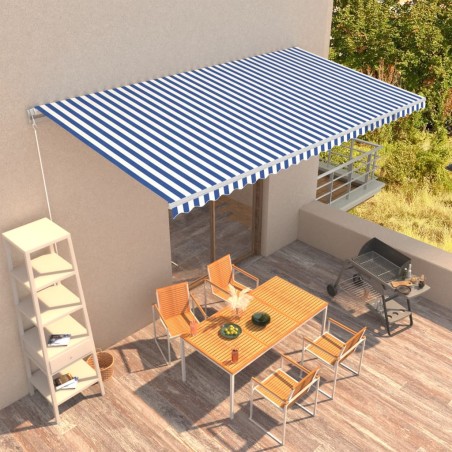 vidaXL Toldo manual retráctil azul y blanco 600x300 cm