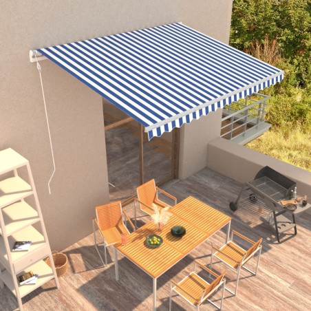 vidaXL Toldo automático retráctil azul y blanco 400x300 cm