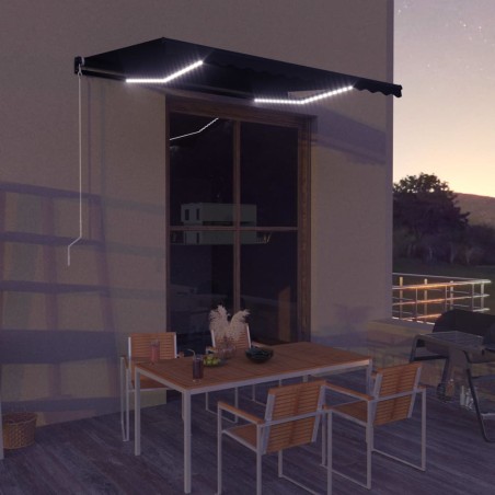 vidaXL Toldo retráctil LED y sensor de viento gris antracita 350x250cm