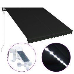 vidaXL Toldo retráctil LED y sensor de viento gris antracita 350x250cm