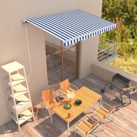 vidaXL Toldo automático retráctil azul y blanco 350x250 cm 