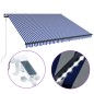 vidaXL Toldo con LED y sensor de viento azul y blanco 450x300 cm vidaXL Toldo con LED y sensor de viento azul y blanco 450x300 cm