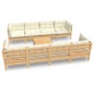 vidaXL Muebles de jardín 9 pzas y cojines madera maciza de pino crema vidaXL Muebles de jardín 9 pzas y cojines madera maciza de pino crema