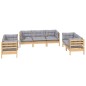 vidaXL Juego de muebles de jardín 7 pzas y cojines madera maciza pino vidaXL Juego de muebles de jardín 7 pzas y cojines madera maciza pino