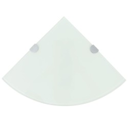 vidaXL Estantes esquina 2 uds soportes cromados vidrio blanco 35x35 cm
