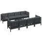 vidaXL Juego de muebles de jardín 9 pzas y cojines madera maciza pino vidaXL Juego de muebles de jardín 9 pzas y cojines madera maciza pino