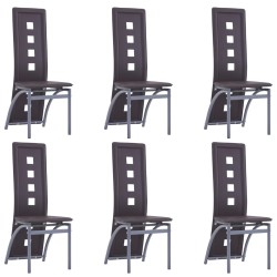 vidaXL Sillas de comedor 6 unidades cuero sintético marrón