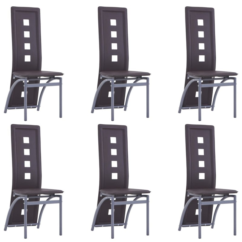 vidaXL Sillas de comedor 6 unidades cuero sintético marrón