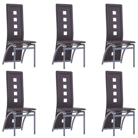 vidaXL Sillas de comedor 6 unidades cuero sintético marrón