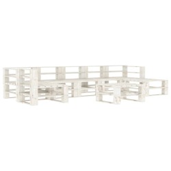 vidaXL Juego de muebles de palets para jardín 8 piezas madera blanco