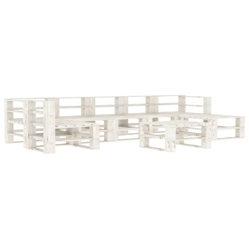 vidaXL Juego de muebles de palets para jardín 8 piezas madera blanco