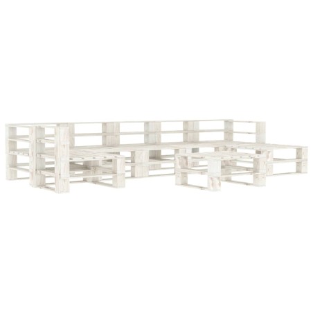 vidaXL Juego de muebles de palets para jardín 8 piezas madera blanco