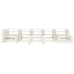 vidaXL Juego de muebles de palets para jardín 8 piezas madera blanco