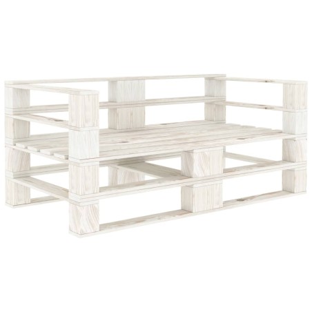 vidaXL Sofá de palets de jardín 2 plazas madera blanco