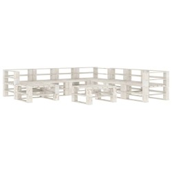 vidaXL Juego de muebles de palets para jardín 9 piezas madera blanco