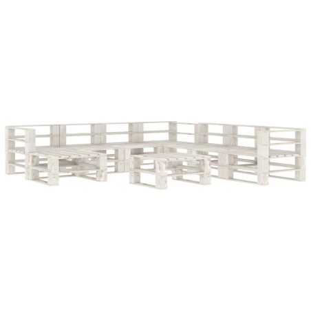 vidaXL Juego de muebles de palets para jardín 9 piezas madera blanco