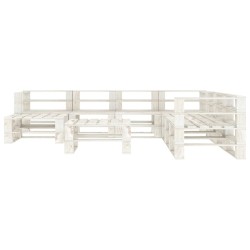 vidaXL Juego de muebles de palets para jardín 9 piezas madera blanco