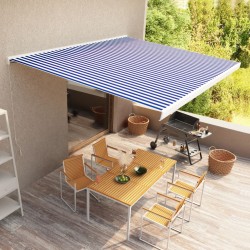 vidaXL Toldo de carrete manual azul y blanco 400x300 cm