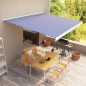 vidaXL Toldo de carrete manual azul y blanco 400x300 cm vidaXL Toldo de carrete manual azul y blanco 400x300 cm