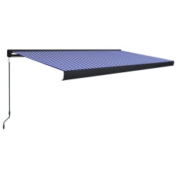 vidaXL Toldo de carrete manual azul y blanco 500x300 cm