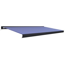 vidaXL Toldo de carrete motorizado azul y blanco 500x300 cm