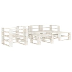 vidaXL Juego de muebles de palets para jardín 6 piezas madera blanco