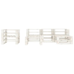 vidaXL Juego de muebles de palets para jardín 6 piezas madera blanco