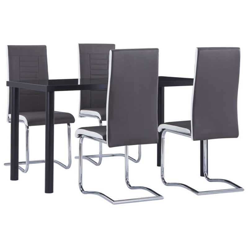 vidaXL Juego de comedor 5 piezas cuero sintético gris vidaXL Juego de comedor 5 piezas cuero sintético gris