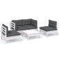 vidaXL Muebles de jardín 5 pzas con cojines madera maciza de pino vidaXL Muebles de jardín 5 pzas con cojines madera maciza de pino