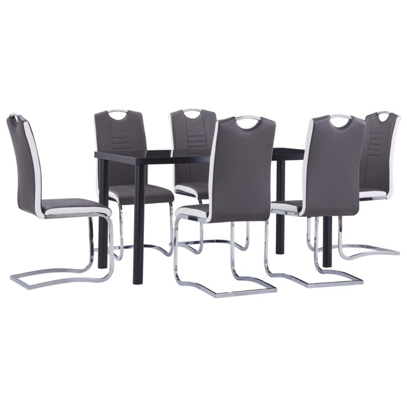 vidaXL Juego de comedor 7 piezas cuero sintético gris vidaXL Juego de comedor 7 piezas cuero sintético gris