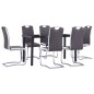vidaXL Juego de comedor 7 piezas cuero sintético gris vidaXL Juego de comedor 7 piezas cuero sintético gris