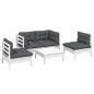 vidaXL Muebles de jardín 5 pzas con cojines madera maciza de pino vidaXL Muebles de jardín 5 pzas con cojines madera maciza de pino