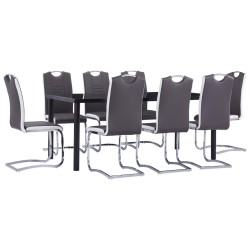 vidaXL Juego de comedor 9 piezas cuero sintético gris