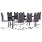 vidaXL Juego de comedor 9 piezas cuero sintético gris vidaXL Juego de comedor 9 piezas cuero sintético gris