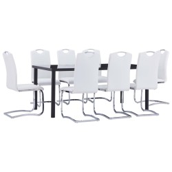vidaXL Juego de comedor 9 piezas cuero sintético blanco