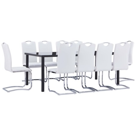 vidaXL Juego de comedor 11 piezas cuero sintético blanco