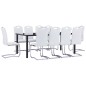 vidaXL Juego de comedor 11 piezas cuero sintético blanco vidaXL Juego de comedor 11 piezas cuero sintético blanco