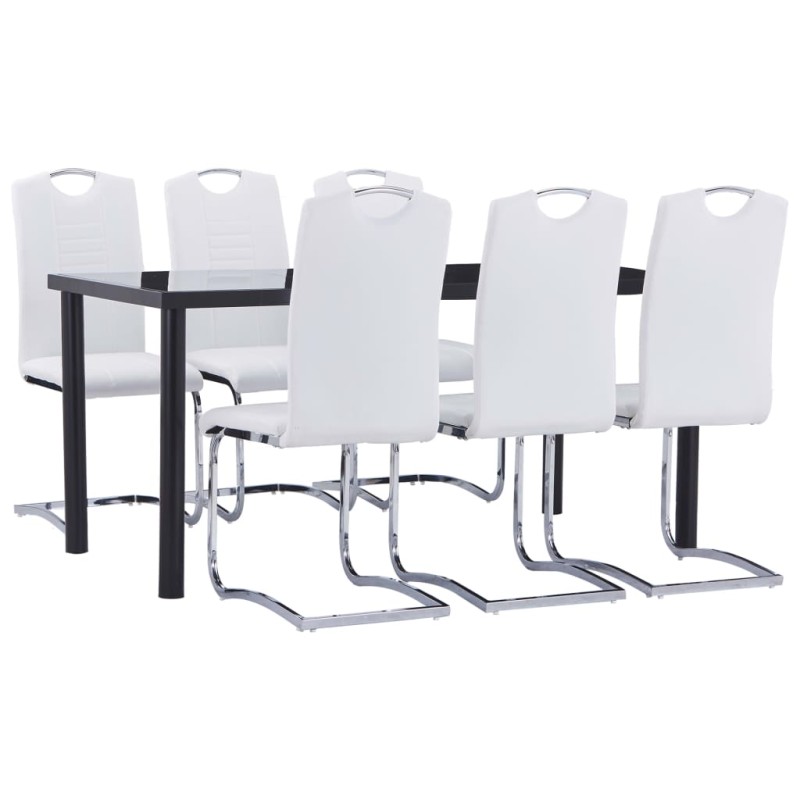 vidaXL Juego de comedor 7 piezas cuero sintético blanco vidaXL Juego de comedor 7 piezas cuero sintético blanco