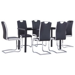 vidaXL Juego de comedor 7 piezas cuero sintético negro