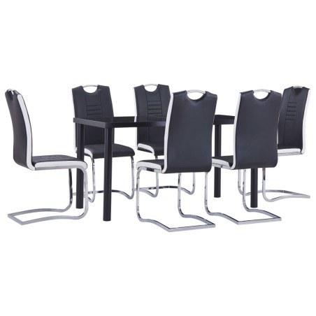 vidaXL Juego de comedor 7 piezas cuero sintético negro