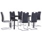 vidaXL Juego de comedor 7 piezas cuero sintético negro vidaXL Juego de comedor 7 piezas cuero sintético negro