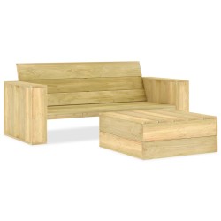 vidaXL Juego de muebles de jardín 2 piezas madera de pino impregnada