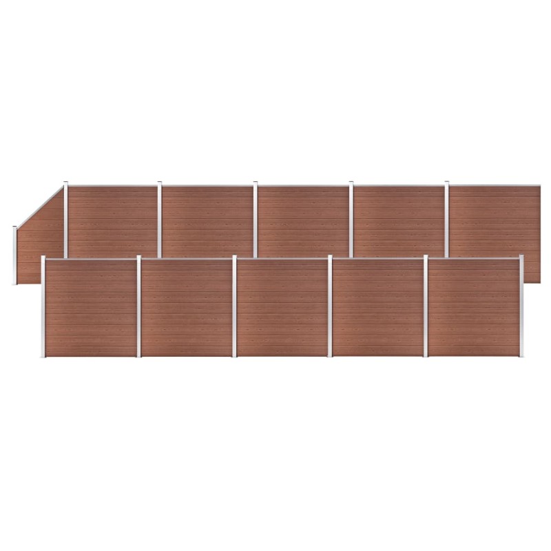 vidaXL Set de valla 10 cuadradas + 1 oblicua WPC marrón 1830x186 cm vidaXL Set de valla 10 cuadradas + 1 oblicua WPC marrón 1830x186 cm