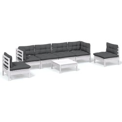 vidaXL Muebles de jardín 7 pzas con cojines madera maciza de pino
