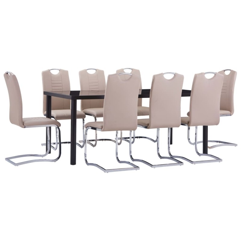 vidaXL Juego de comedor 9 piezas cuero sintético color capuchino vidaXL Juego de comedor 9 piezas cuero sintético color capuchino